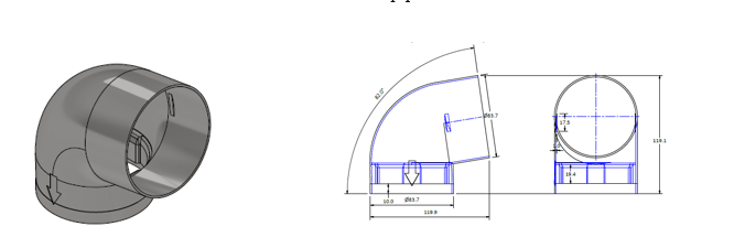 90 degree bend CAD drawing